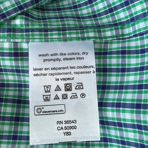 Ralph Lauren Men’s Blue, Green Plaid Shirt 16.5 Cotton Polyester Elastane. New! - Picture 5 of 9